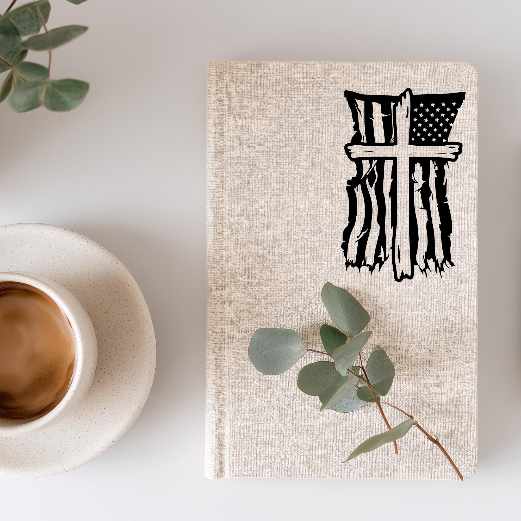 Distressed American Flag Cross Vinyl Decal